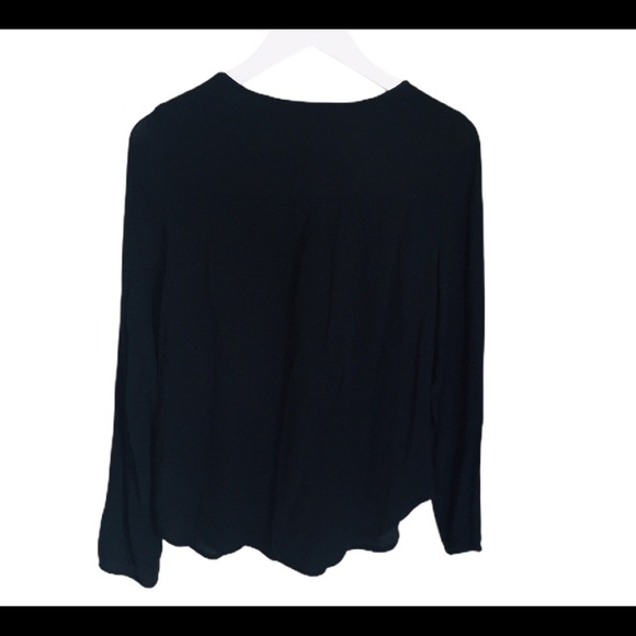 GAP Boho Embroidery Peasant Blouse With Long Sleeves Black/Ivory Size XS - Picture 13 of 15